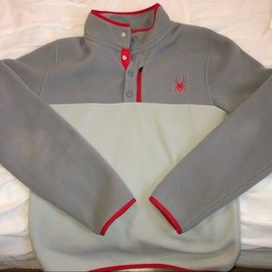 Grey/Red Spyder Fleece Pullover - Unisex - Size ML